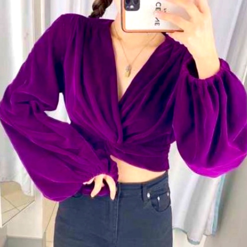 Zara Twist Velvet Crop Top